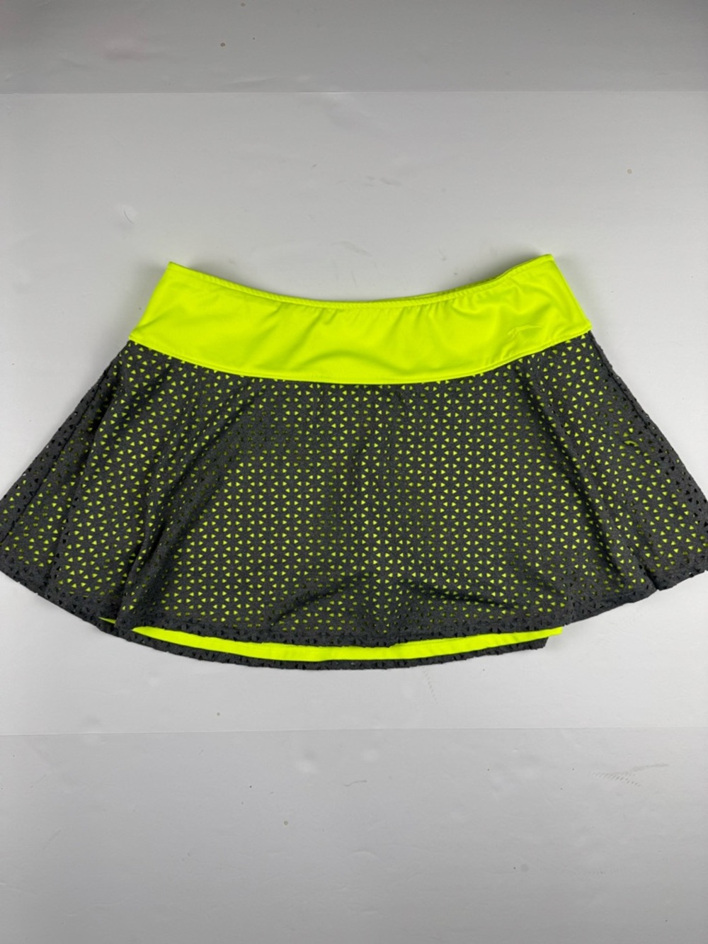 Slazenger Neon Yellow and Charcoal Laser-Cut golf skirt